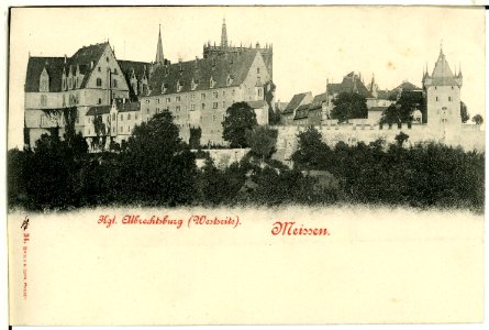 00034-Meißen-1897-Albrechtsburg Westseite, Kornhaus, Burgtor-Brück & Sohn Kunstverlag