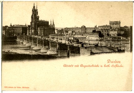 00886-Dresden-1898-Altstadt mit Augustusbrücke und katholischer Hofkirche-Brück & Sohn Kunstverlag