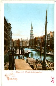 00312-Hamburg-1898-Fleet von der Holzbrücke gesehen-Brück & Sohn Kunstverlag