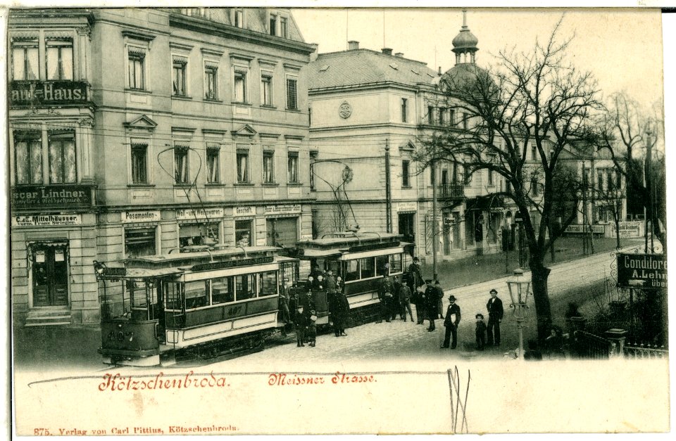00875-Kötzschenbroda-1898-Meißner Straße mit Straßenbahn-Brück & Sohn Kunstverlag