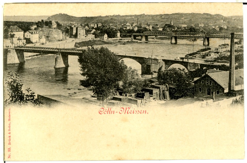 00033-Meißen-1897-Blick auf Cölln und die Elbbrücken-Brück & Sohn Kunstverlag
