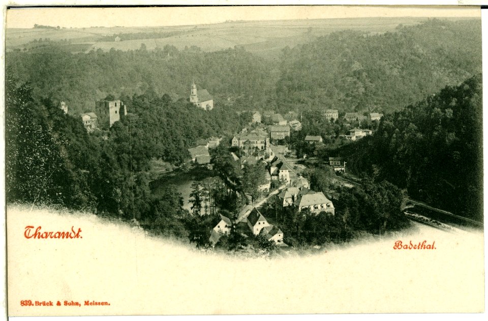 00839-Tharandt-1898-Blick ins Badetal auf Tharandt-Brück & Sohn Kunstverlag
