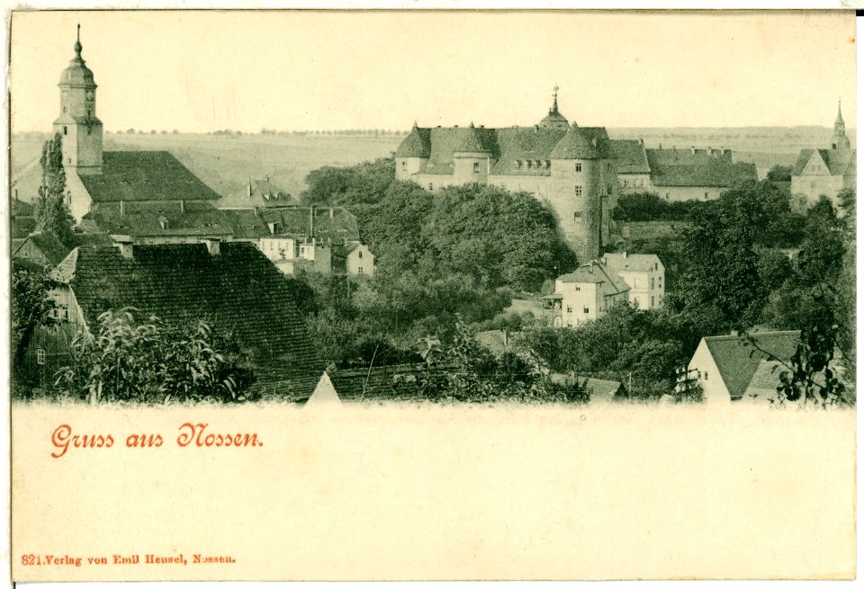 00821-Nossen-1898-Blick auf Schloß und Kirche-Brück & Sohn Kunstverlag