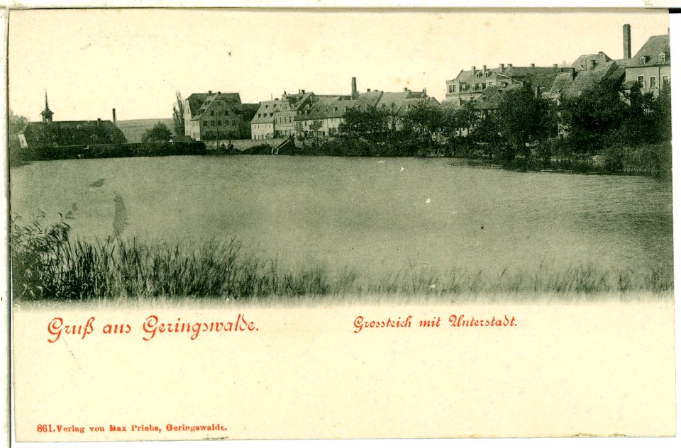 00861-Geringswalde-1898-Blick über den Großteich zur Unterstadt-Brück & Sohn Kunstverlag