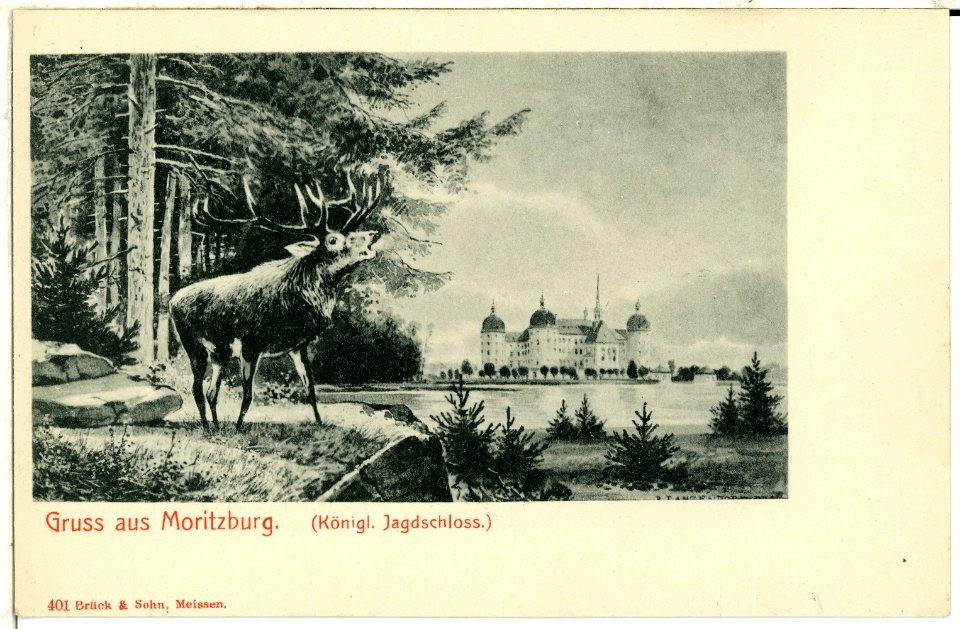 00401-Moritzburg-1898-Schloß mit Kirche-Brück & Sohn Kunstverlag