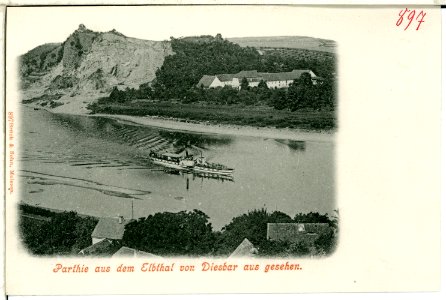 00897-Diesbar-1898-Blick ins Elbtal von Diesbar - mit Dampfer-Brück & Sohn Kunstverlag