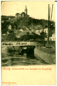 00831-Aussig-1898-Ferdinandshöhe vom Landeplatz der Dampfschiffe-Brück & Sohn Kunstverlag
