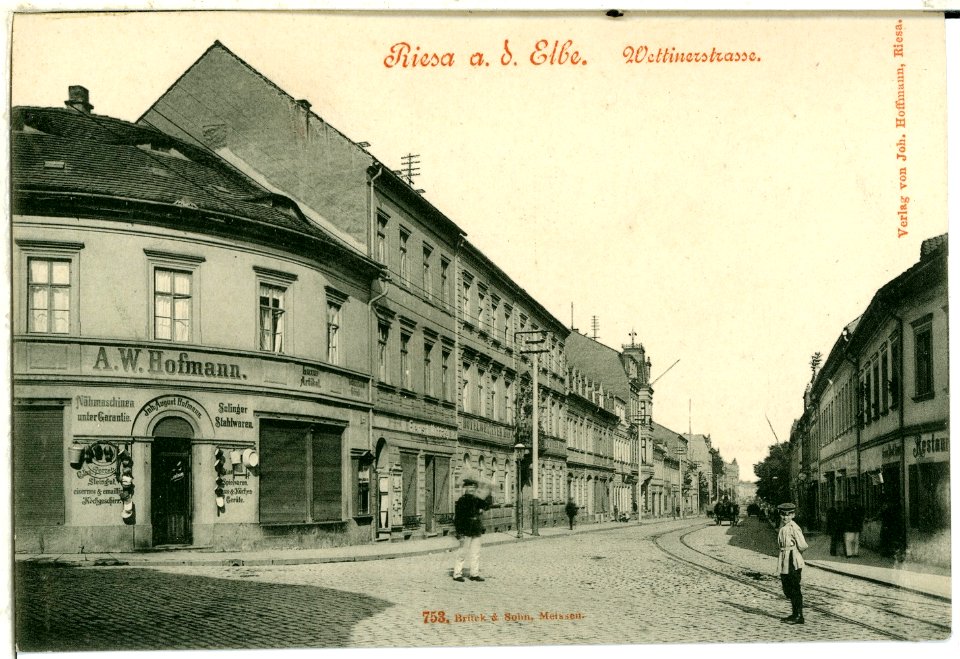00753-Riesa an der Elbe-1898-Wettinerstraße-Brück & Sohn Kunstverlag