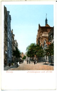 00524-Danzig-1898-Johannisgasse und Kirche-Brück & Sohn Kunstverlag