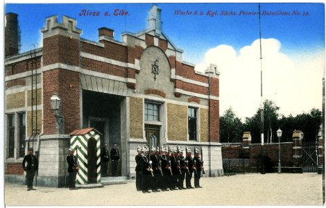 02772-Riesa-1903-Wache des 2. Königlich Sächsischen Pionier-Bataillon Nr. 22-Brück & Sohn Kunstverlag