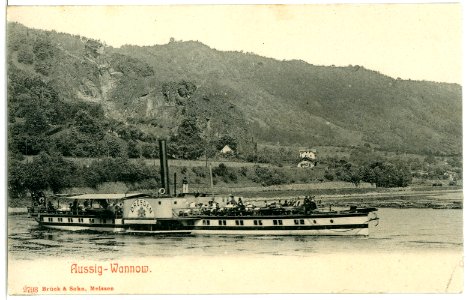02793-Aussig-Elbe-1903-Wannow, Elbe mit Dampfer Dresden-Brück & Sohn Kunstverlag