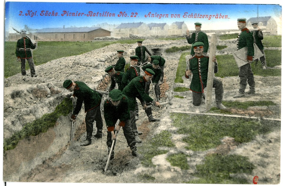 02766-Riesa-1903- 2. Königlich Sächsisches Pionier-Bataillon, Anlegen von Schützengräben-Brück & Sohn Kunstverlag