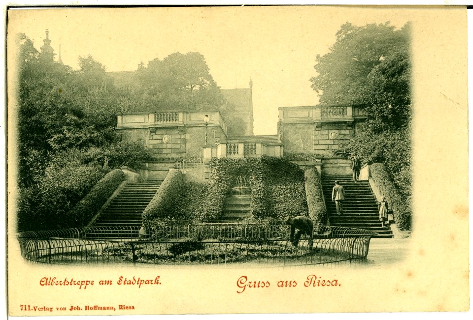 00711-Riesa-1898-Albertstreppe am Stadtpark-Brück & Sohn Kunstverlag