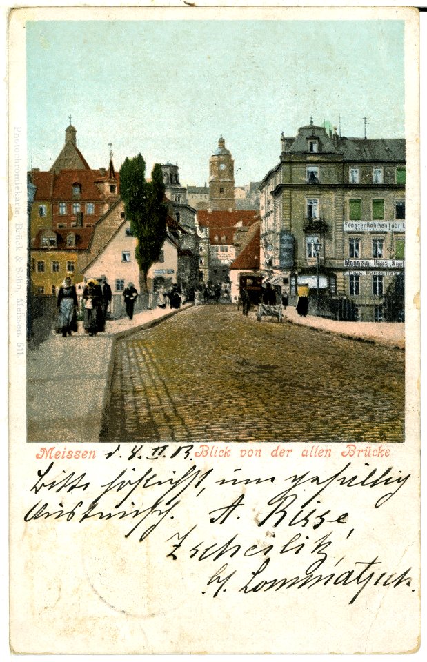 00511-Meißen-1898-Blick von der alten Brücke-Brück & Sohn Kunstverlag