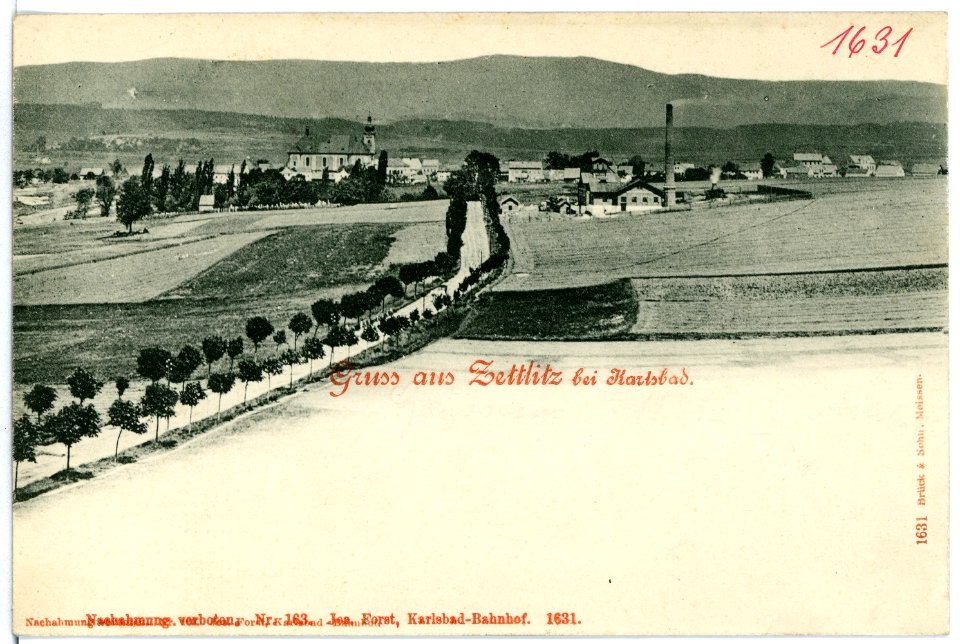 01631-Zettlitz-1901-Blick auf Zettlitz bei Karlsbad-Brück & Sohn Kunstverlag
