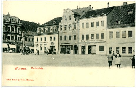 02913-Wurzen-1903-Marktplatz mit Hotel zum goldenen Löwen-Brück & Sohn Kunstverlag
