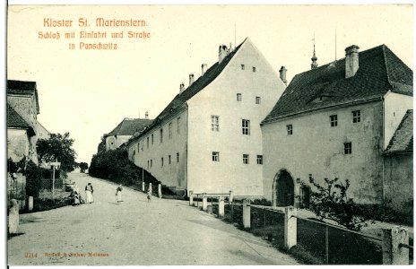 02714-Panschwitz-1902-Kloster St. Marienstern-Schloß mit Einfahrt und Straße-Brück & Sohn Kunstverlag