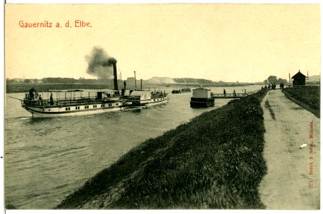 02717-Gauernitz-1902-Dampfschiffhaltestelle mit Dampfer Königstein-Brück & Sohn Kunstverlag
