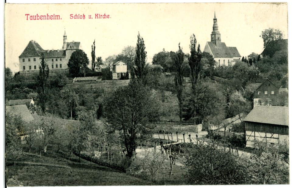 02764-Taubenheim (Klipphausen)-1903-Blick auf Schloß und Kirche-Brück & Sohn Kunstverlag