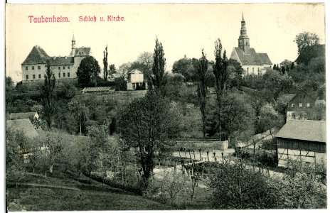 02764-Taubenheim (Klipphausen)-1903-Blick auf Schloß und Kirche-Brück & Sohn Kunstverlag