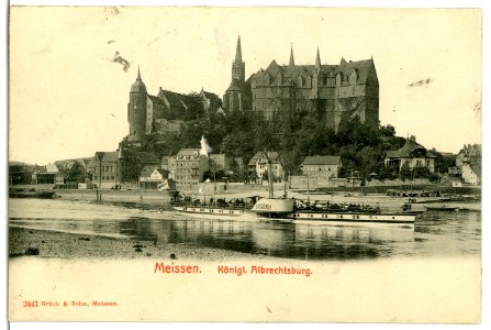 02441-Meißen-1902-Albrechtsburg, Elbe und Dampfer Saxonia-Brück & Sohn Kunstverlag
