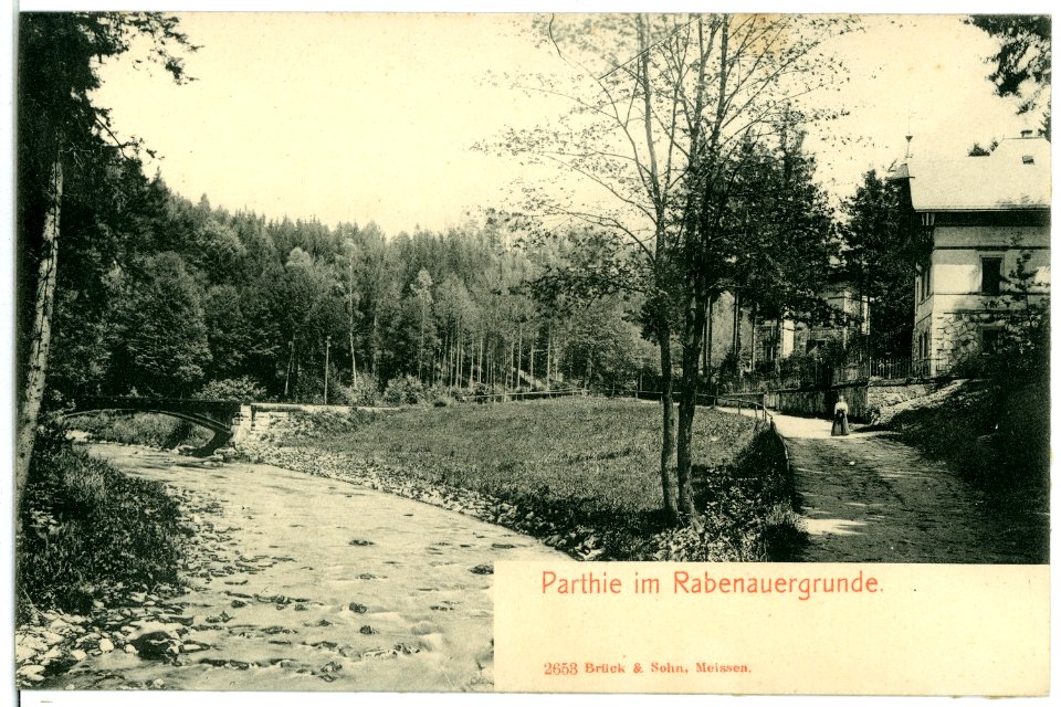 02653-Rabenau-1902-Rabenauer Grund mit Roter Weißeritz-Brück & Sohn Kunstverlag