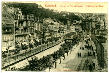 02501-Karlsbad-1902-Kreuz- und Sprudelgasse, Mühlbrunnen-Kai-Brück & Sohn Kunstverlag photo