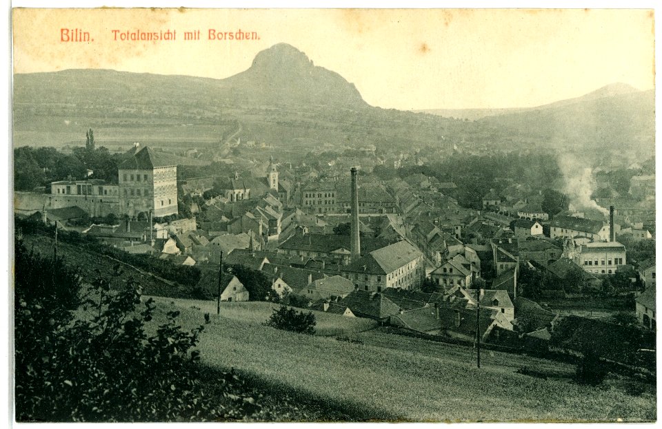 02489-Bilin-1902-Totalansicht mit Borschen-Brück & Sohn Kunstverlag
