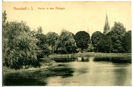 02645-Neustadt i. Sachsen-1902-Anlagen mit Teich-Brück & Sohn Kunstverlag