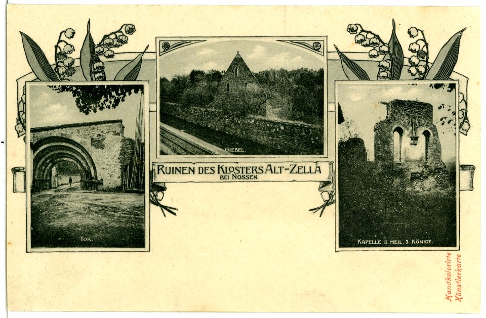 02720-Alt - Zella-1902-Ruinen des Klosters, Tor-Giebel-Kapelle-Brück & Sohn Kunstverlag