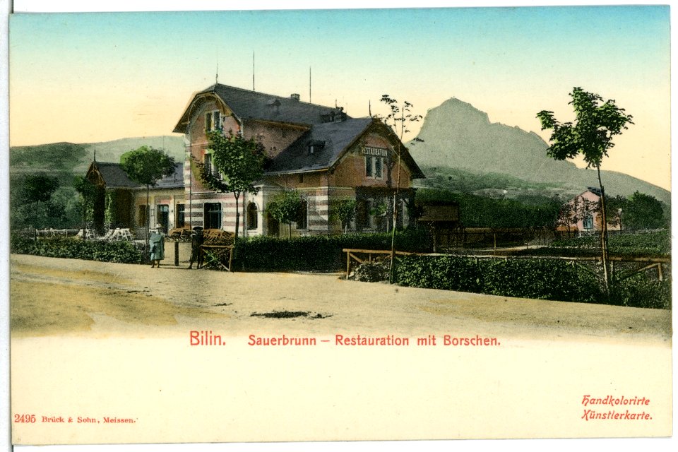 02495-Bilin-1902-Sauerbrunn, Restaurant mit Borschen-Brück & Sohn Kunstverlag
