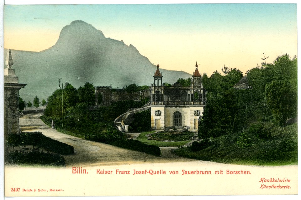 02497-Bilin-1902-Kaiser Franz Joseph Quelle Sauerbrunn mit Borschen-Brück & Sohn Kunstverlag