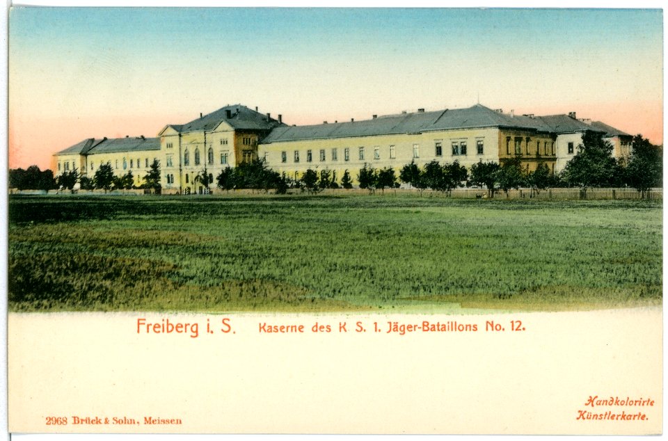 02968-Freiberg-1903-Kaserne des 1. Königlich Sächsischen Jäger-Bataillon Nr. 12-Brück & Sohn Kunstverlag