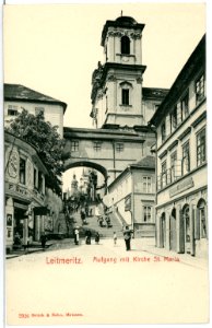 02926-Leitmeritz-1903-Aufgang mit Kirche St. Maria-Brück & Sohn Kunstverlag