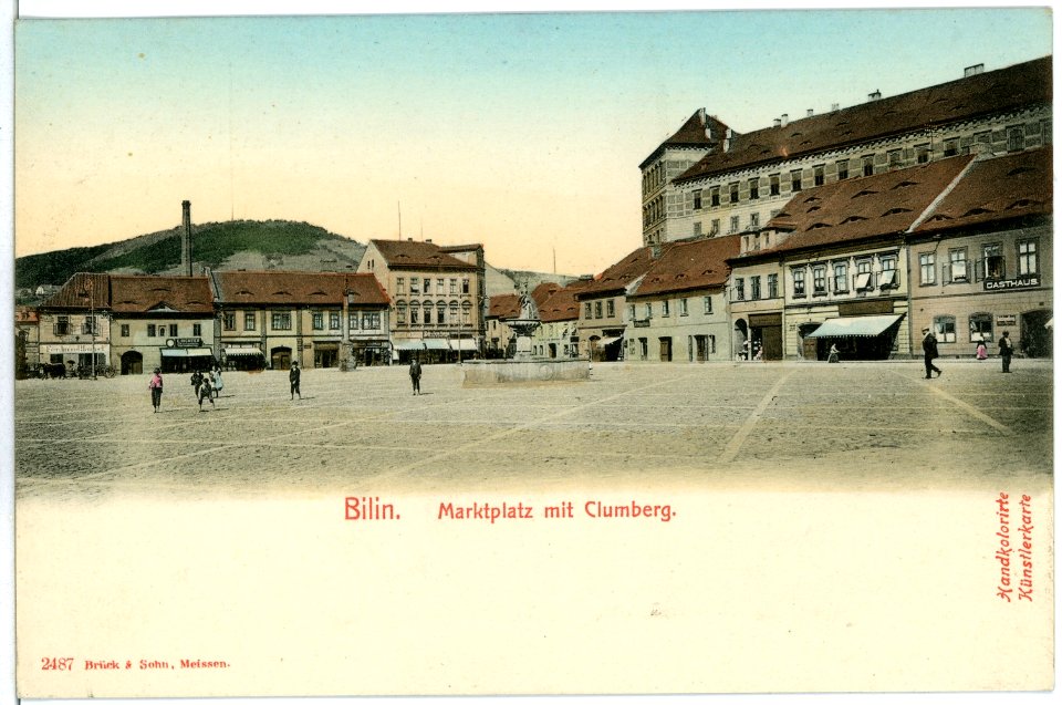 02487-Bilin-1902-Marktplatz mit Clumberg-Brück & Sohn Kunstverlag