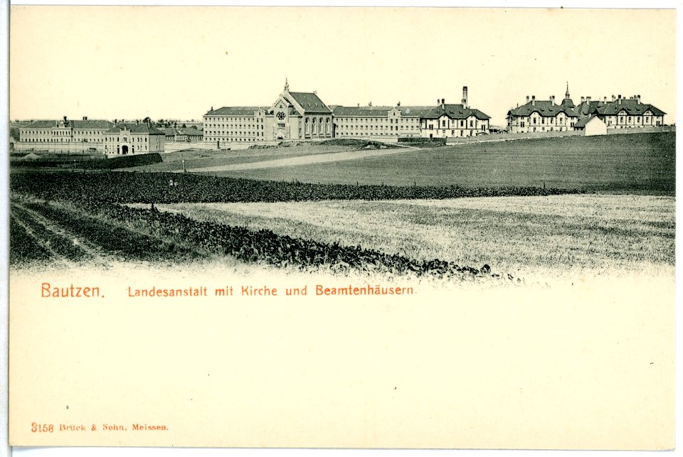 03158-Bautzen-1903-Landesanstalt mit Kirche und Beamtenhäusern-Brück & Sohn Kunstverlag