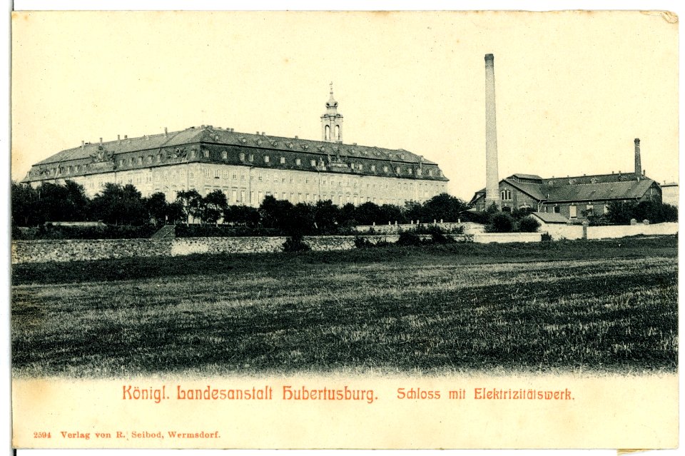 02594-Hubertusburg-1902-Landesanstalt - Schloß mit Elektrizitätswerk-Brück & Sohn Kunstverlag