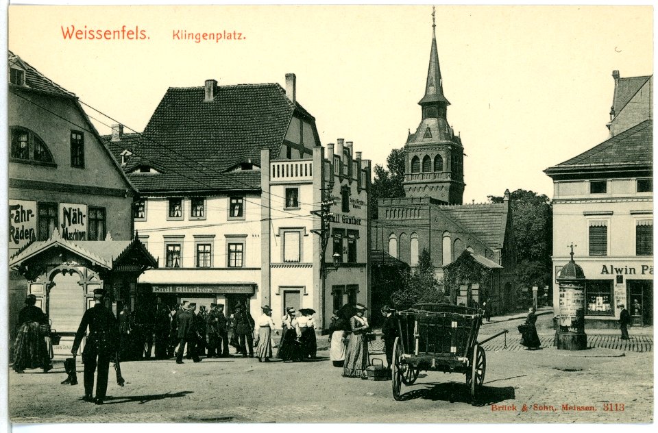 03113-Weißenfels-1903-Klingenplatz mit Pferdewagen-Brück & Sohn Kunstverlag