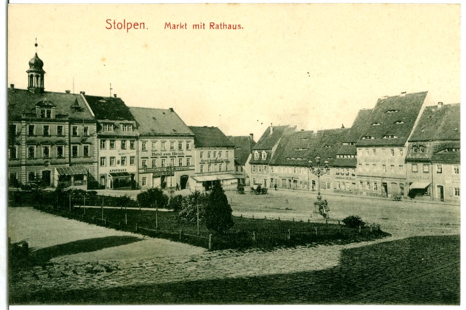 02637-Stolpen-1902-Markt mit Rathaus-Brück & Sohn Kunstverlag