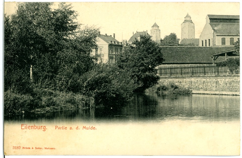 03182-Eilenburg-1903-Blick über die Mulde zum Schloß-Brück & Sohn Kunstverlag