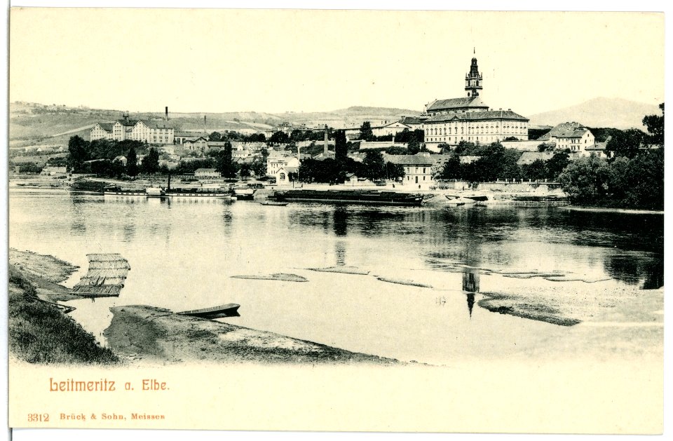 03312-Leitmeritz-1903-Blick über die Elbe zur Stadt-Brück & Sohn Kunstverlag