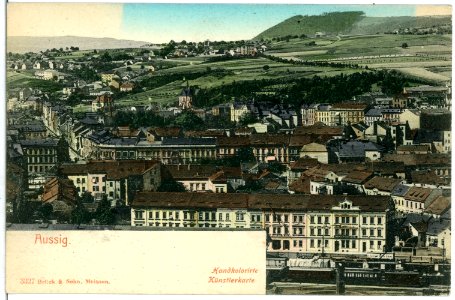 03327-Aussig-1903-Blick auf die Stadt mit Eisenbahn-Brück & Sohn Kunstverlag