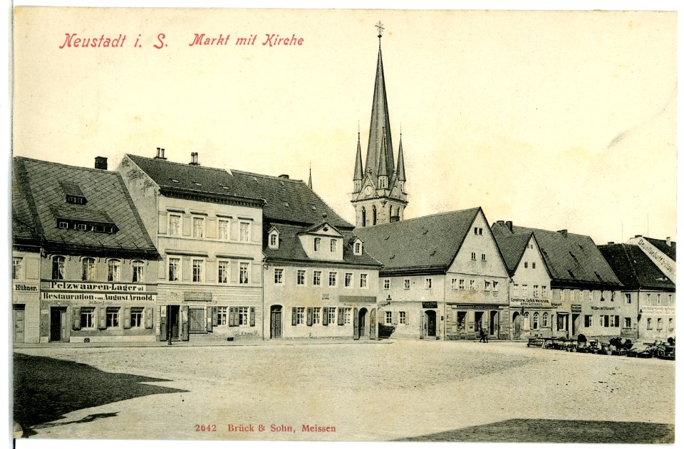 02642-Neustadt i. Sachsen-1902-Markt mit Kirche-Brück & Sohn Kunstverlag