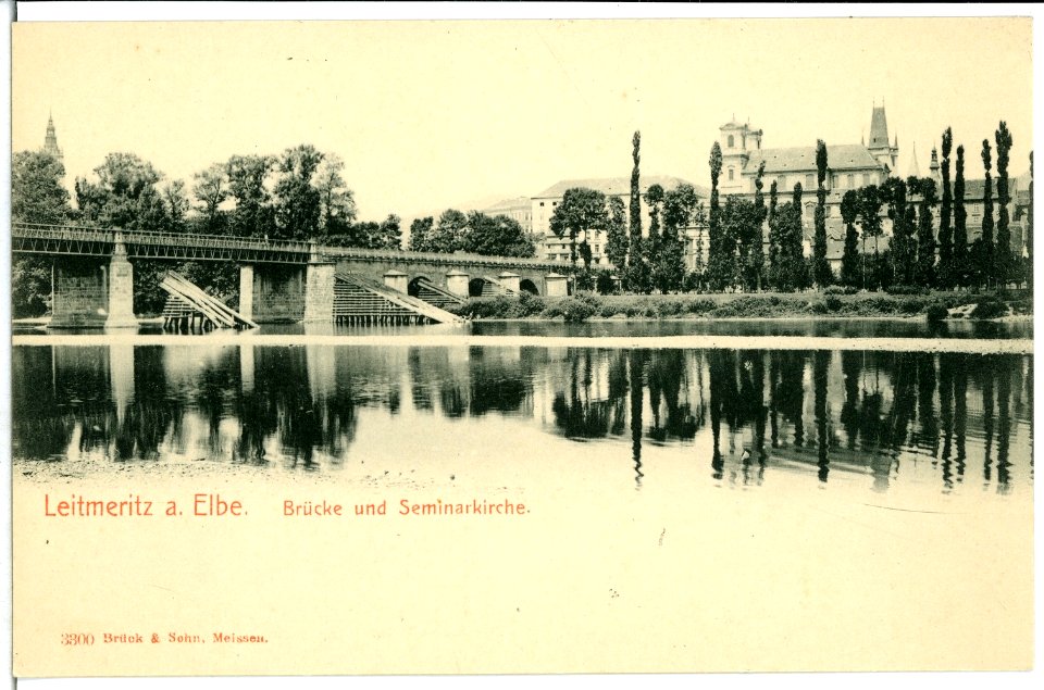 03300-Leitmeritz-1903-Brücke und Seminarkirche-Brück & Sohn Kunstverlag