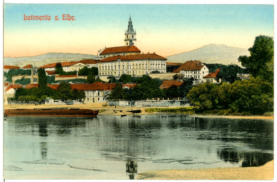 03298-Leitmeritz-1903-Blick über die Elbe nach Leitmeritz-Brück & Sohn Kunstverlag