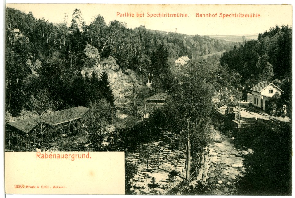02663-Rabenau-1902-Bahnhof Spechtritzmühle Rabenauer Grund-Brück & Sohn Kunstverlag