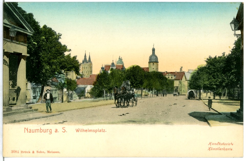 03084-Naumburg-1903-Wilhelmsplatz mit Pferdewagen-Brück & Sohn Kunstverlag