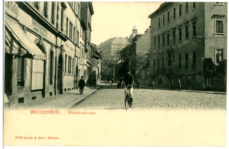 03102-Weißenfels-1903-Klosterstraße mit Radfahrer-Brück & Sohn Kunstverlag