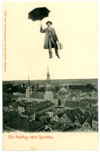 03057-Sprottau-1903-Ausflug nach Sprottau - Mann mit Schirm-Brück & Sohn Kunstverlag