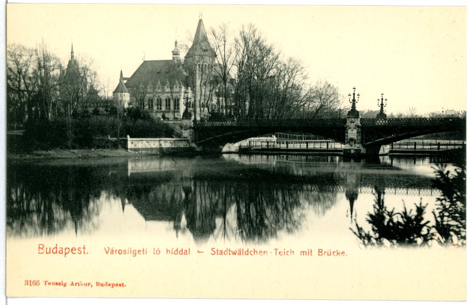 03166-Budapest-1903-Stadtwäldchen, Teich mit Brücke-Brück & Sohn Kunstverlag